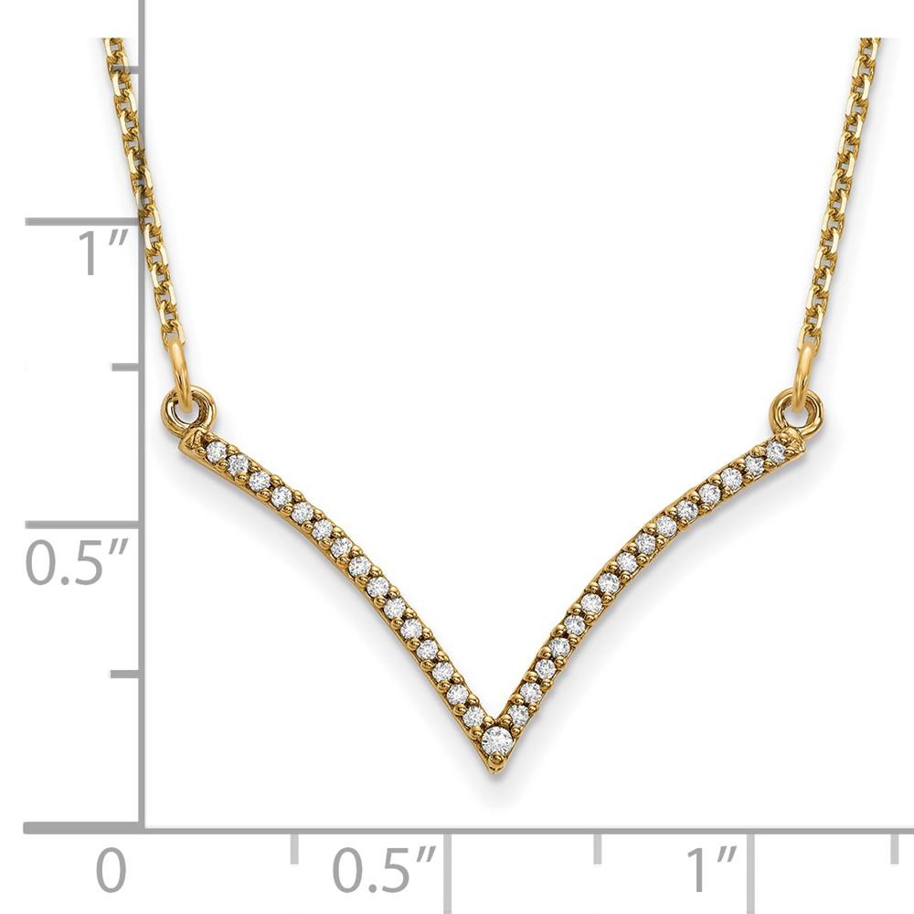 14K Yellow Gold Diamond V Necklace D2832