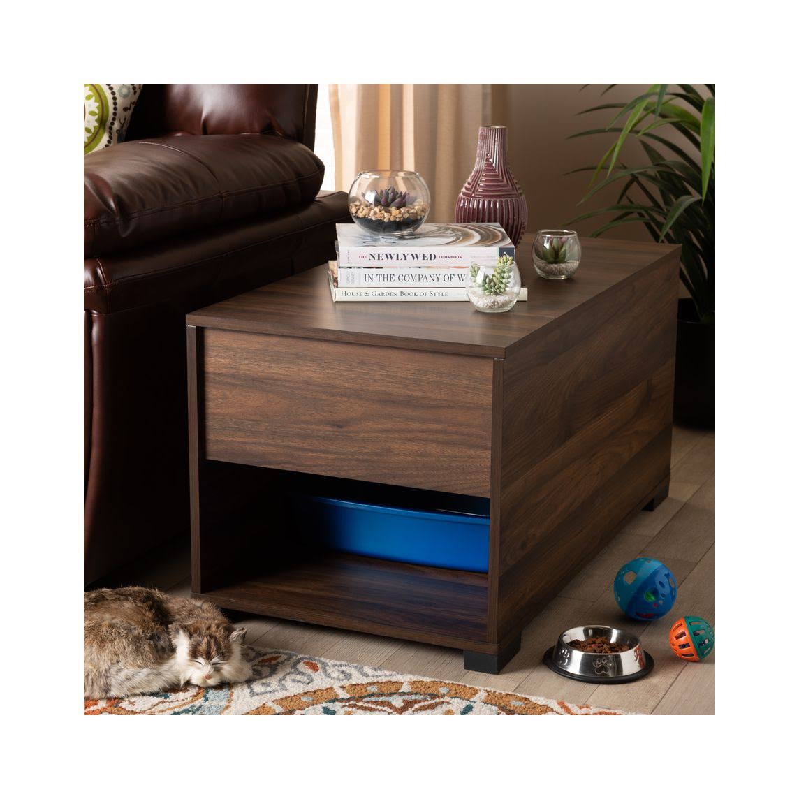 Walnut Brown Finished Cat Litter Box Cover House L7830