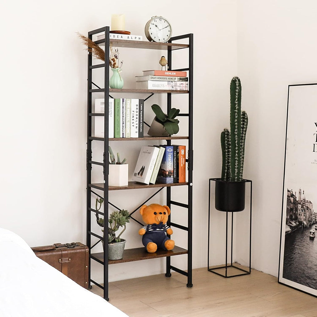 5 Tier Adjustable Metal and Wood Bookshelf W550
