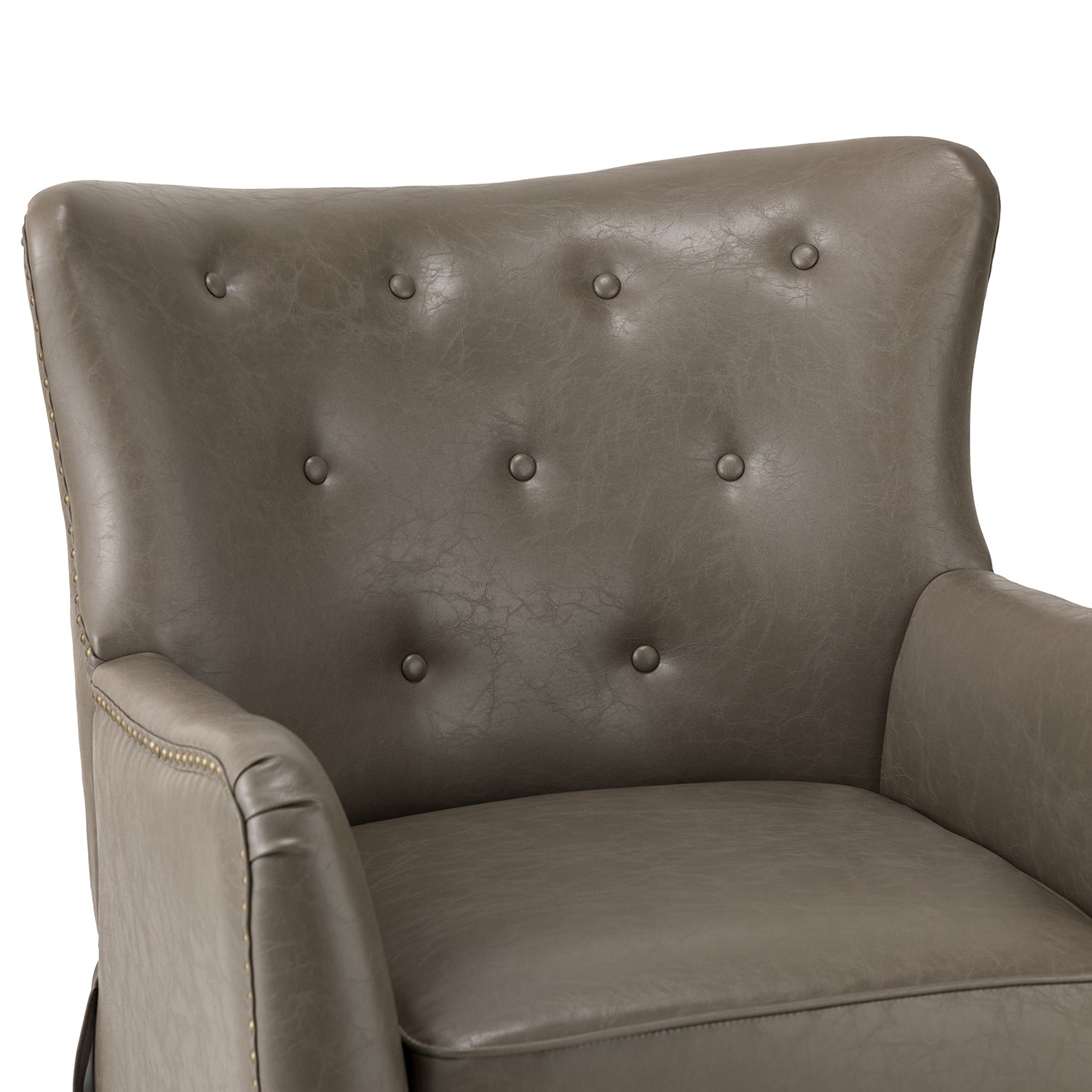 Grey Vegan Leather Wingback Accent Chair J7787