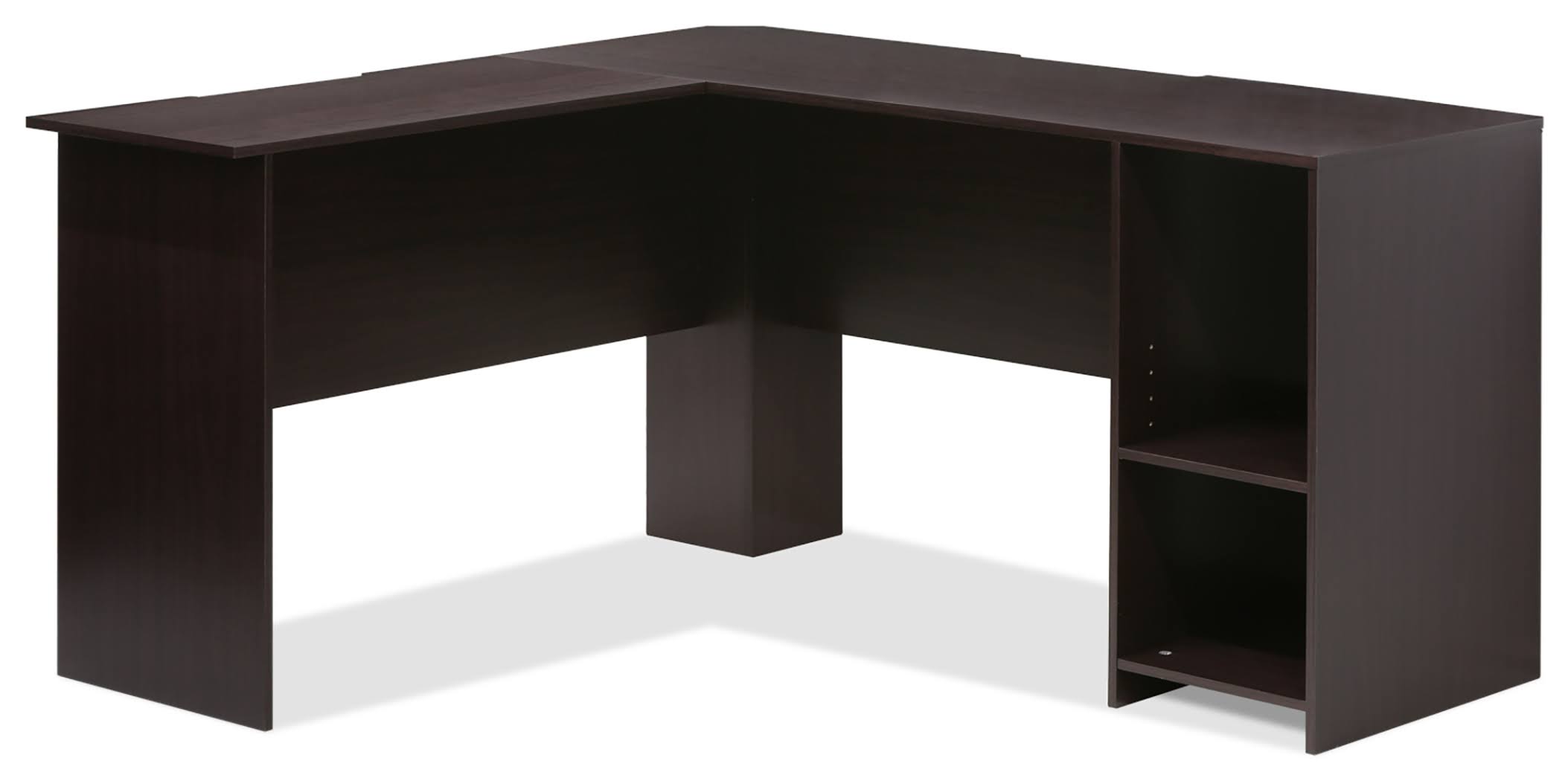 Espresso Corner Desk with Bookshelf Y105