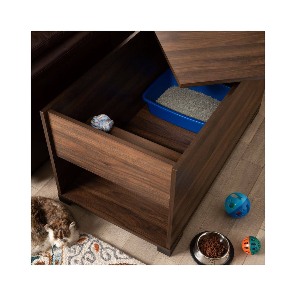 Walnut Brown Finished Cat Litter Box Cover House L7830