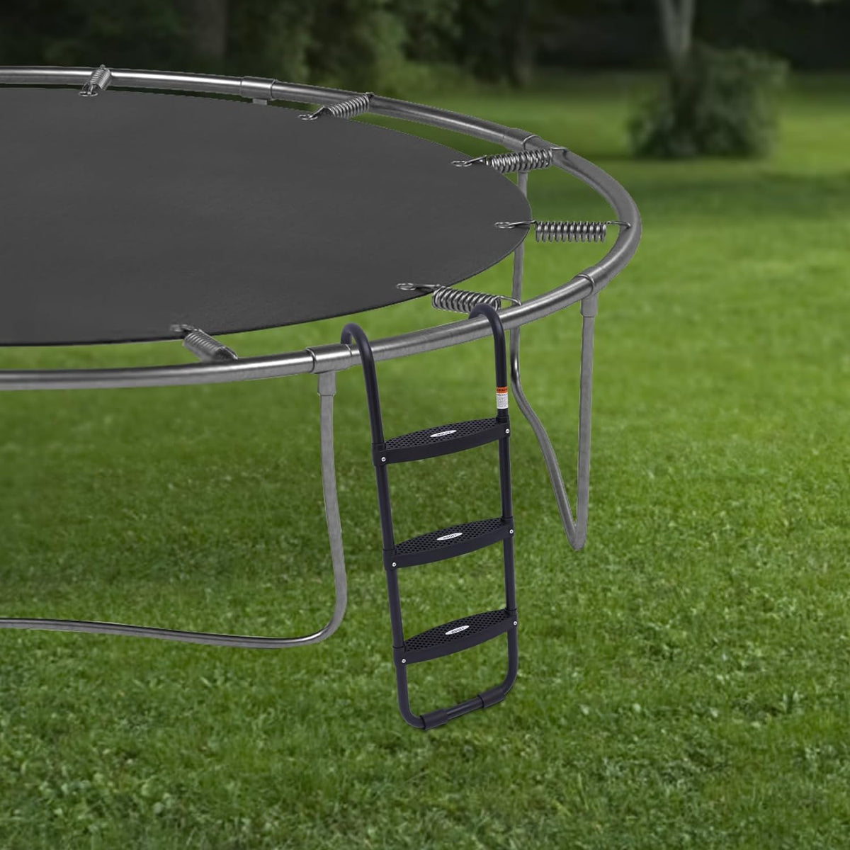 Black Trampoline Ladder 3 Wide with Anti-Slip Steps Steel 14X42in U814921