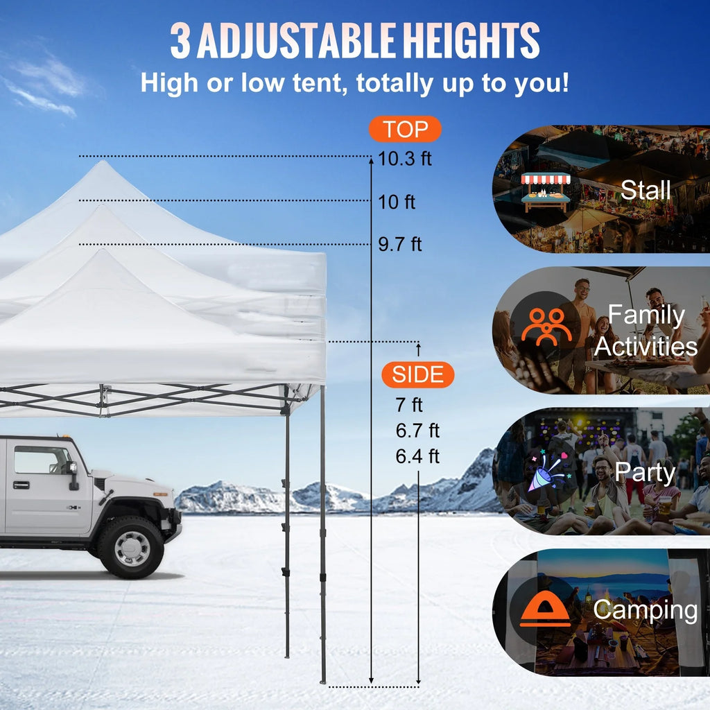 White 10 x 10 ft Pop Up Canopy Tent with Removable Sidewalls and Wheeled Bag C165149