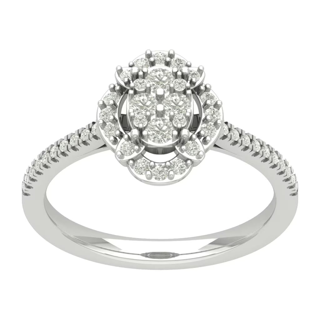 10K White Gold Diamond Cluster Band Ring M1947