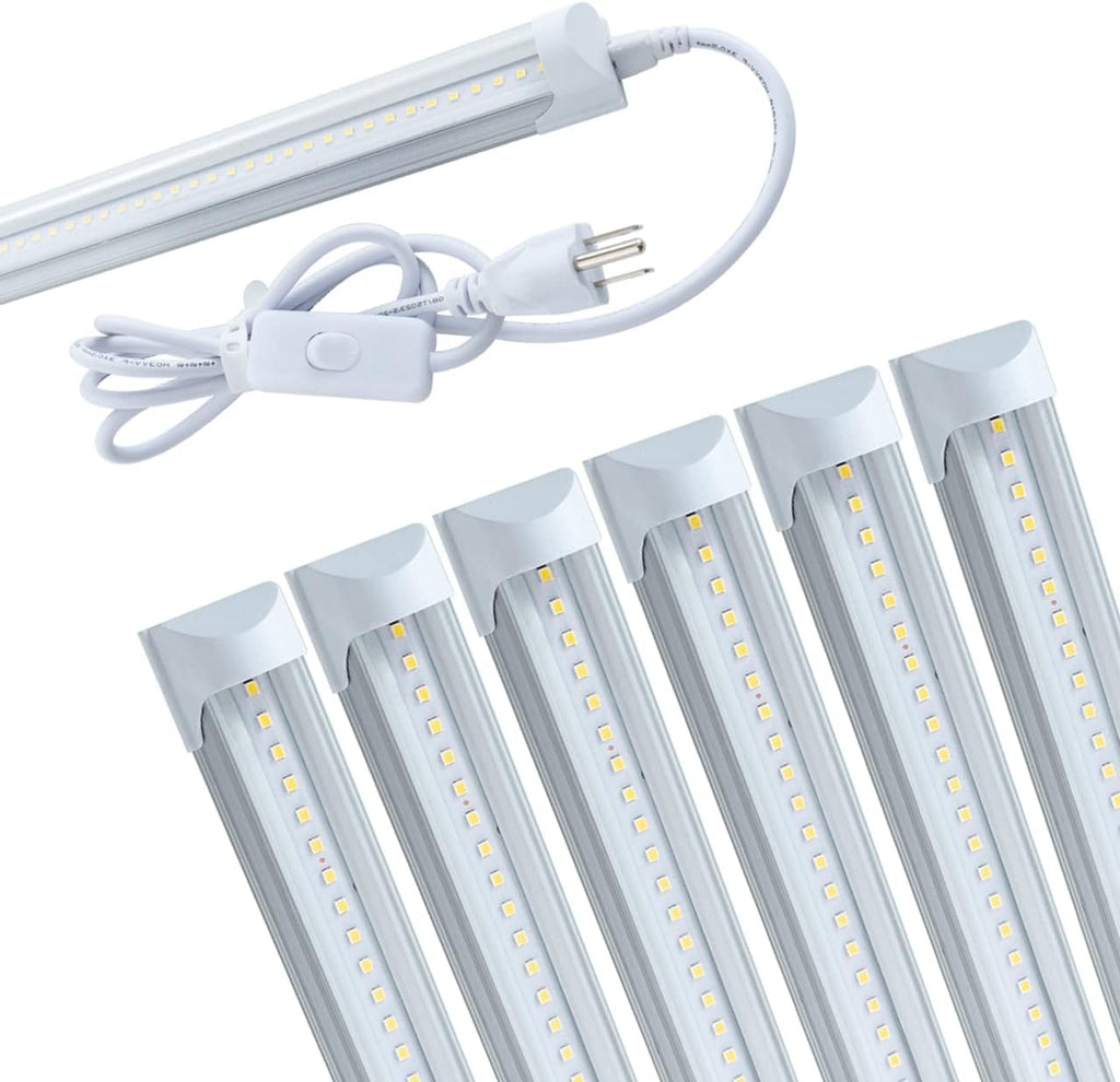 6 Pack 4FT 24W 6500K Cool White LED Shop Light with Plug Cable W698782