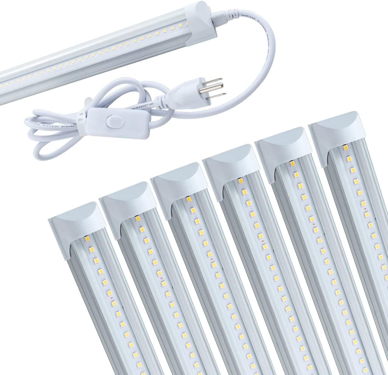 6 Pack 4FT 24W 6500K Cool White LED Shop Light with Plug Cable W698782