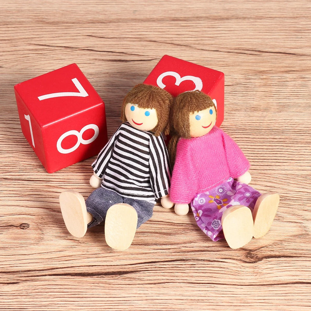 Set of 7 Wooden Dollhouse Figures A27848