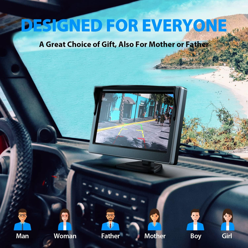 Backup Camera with 5 inch Monitor License Plate Rear View Camera Pack of 2 C6251
