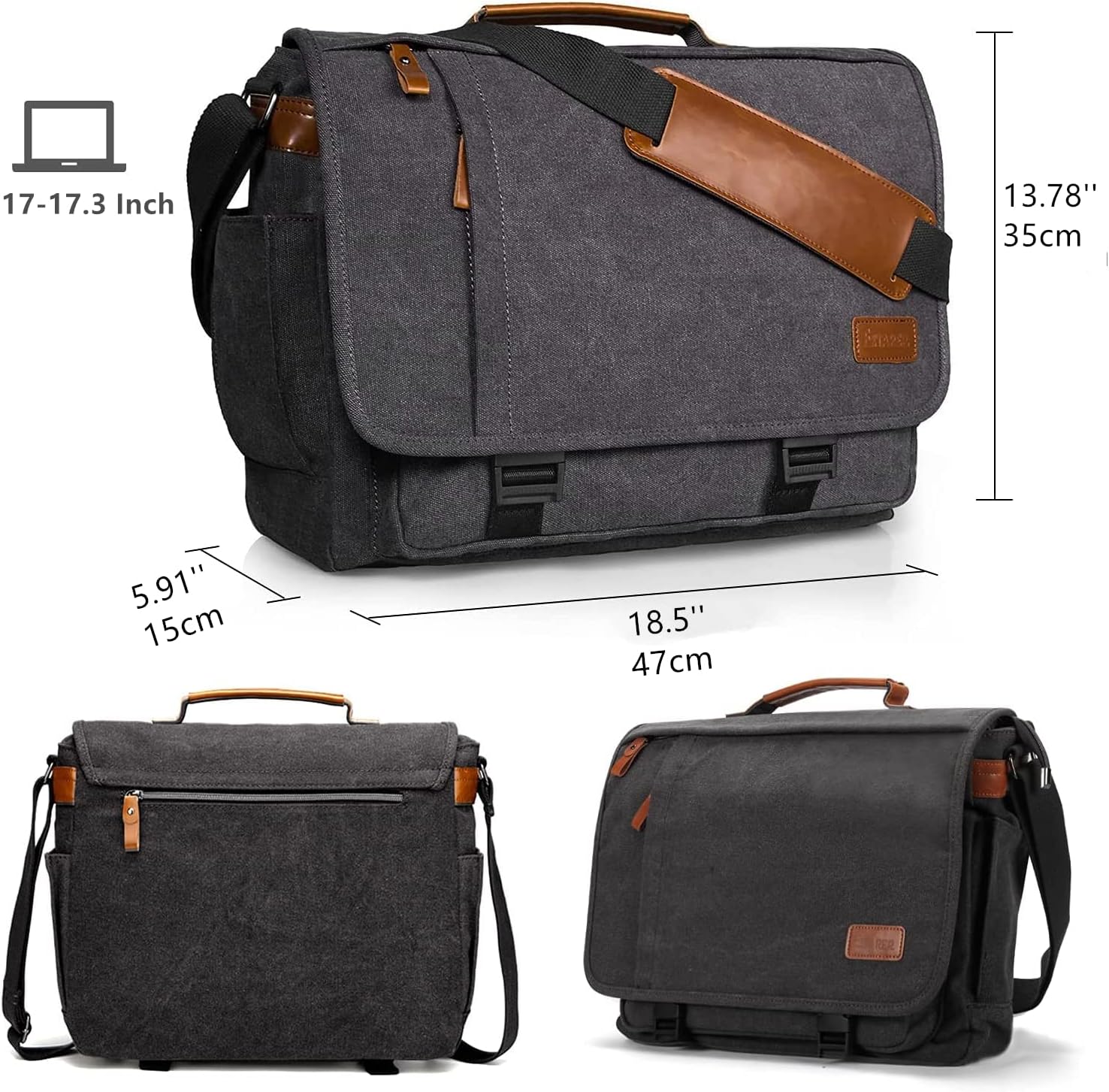 Canvas Laptop Shoulder Bag 17-17.3 Inch Water-resistance U1705