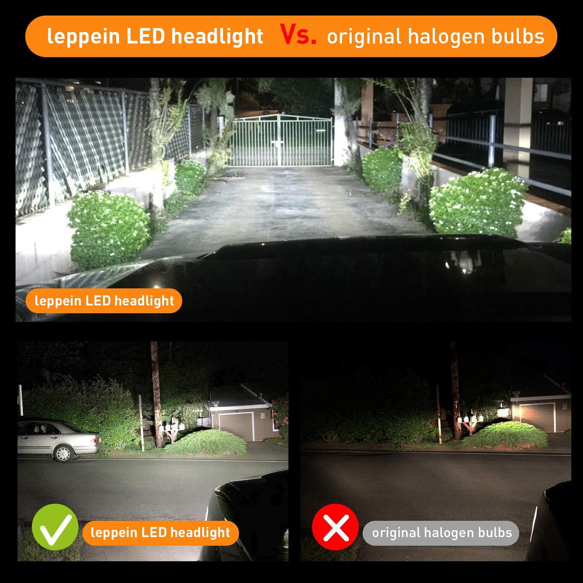 LED Headlight Bulbs Conversion Kit 6500K Cool White Halogen Replacement 1 Pair Pack of 2 O1753