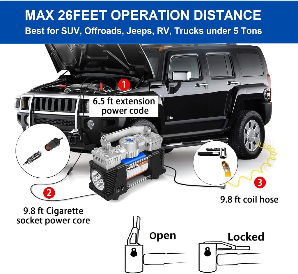 Ocean Blue 12Volt 120PSI Portable Air Compressor Tire Inflator, Pack of 2 A50146