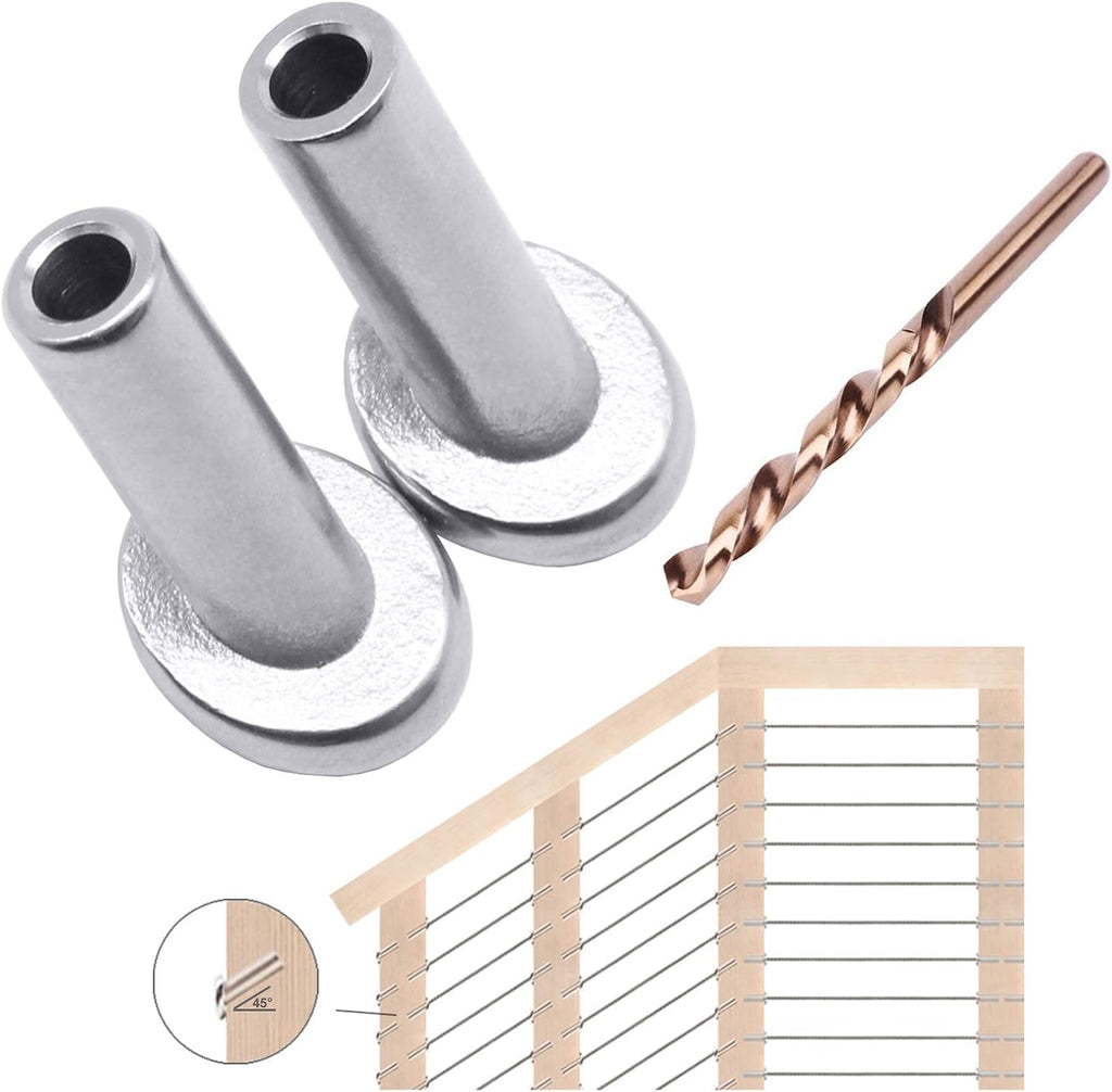 40 Pack T316 Marine Grade Stainless Steel Angle Protector Sleeves for 1/8" Wire Rope Cable Railing N296467