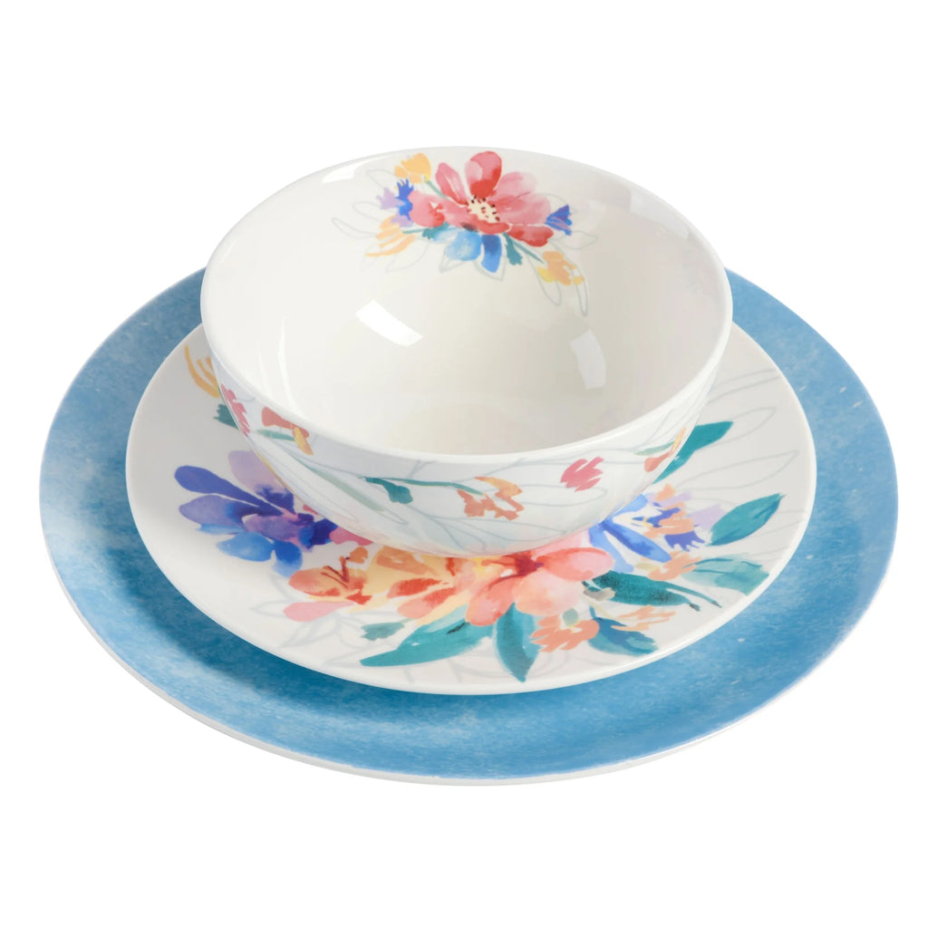 12 Piece Blue Porcelain Dinnerware Set Z965