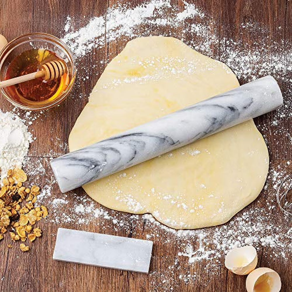 White Marble French Rolling Pin with Base D9239
