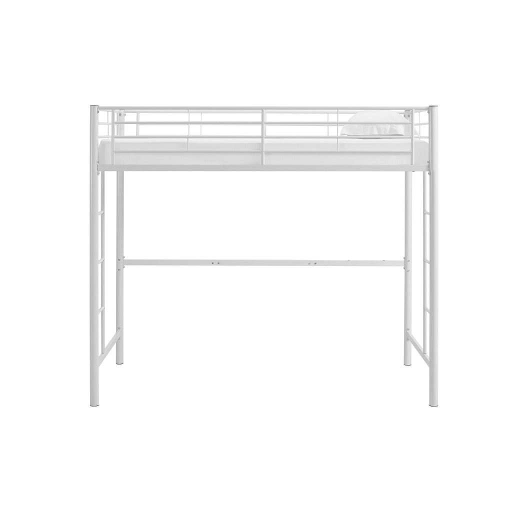 White Metal Twin Loft Bed M7418