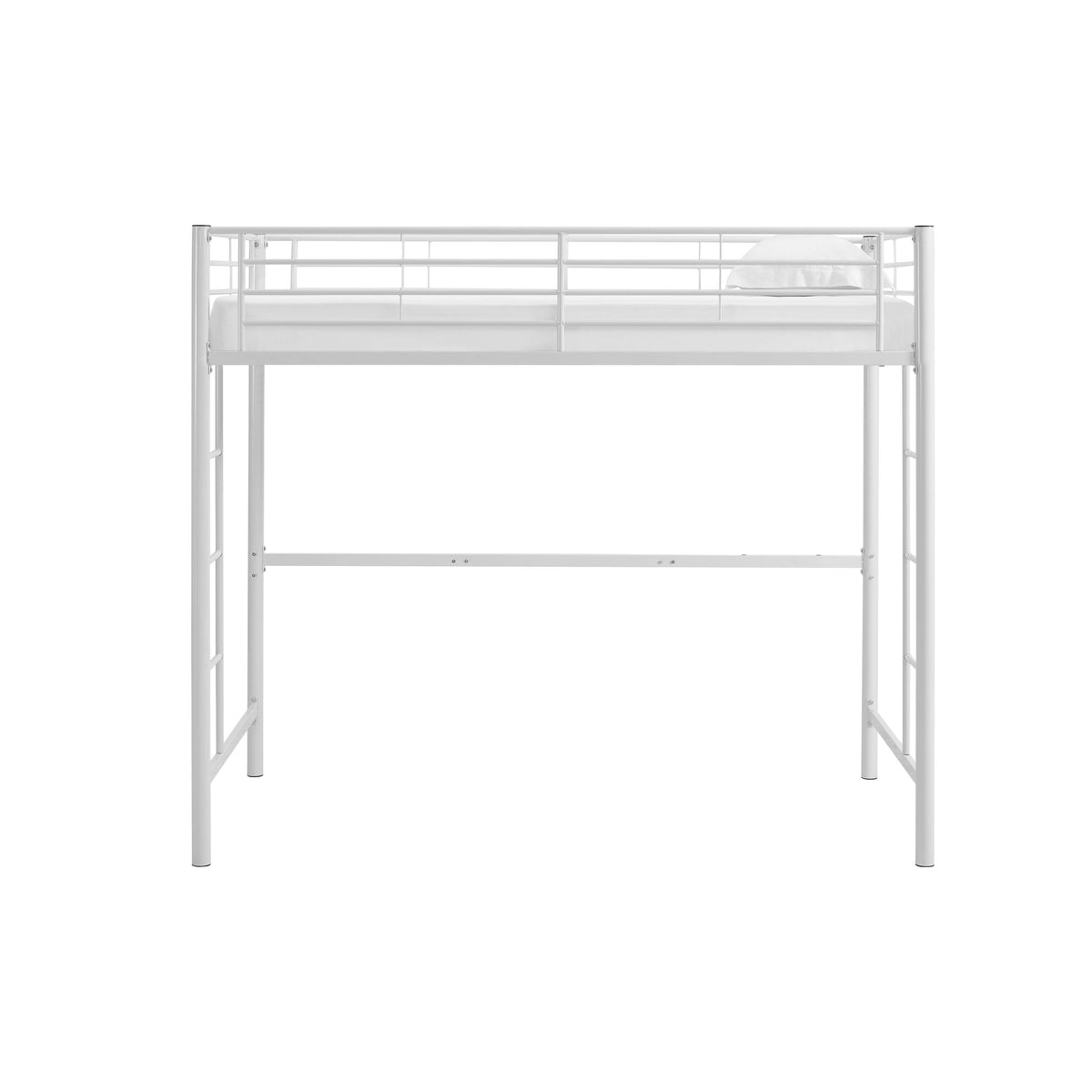 White Metal Twin Loft Bed M7418