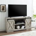 White Wash Grey Farmhouse TV Stand with Sliding Barn Doors S400721