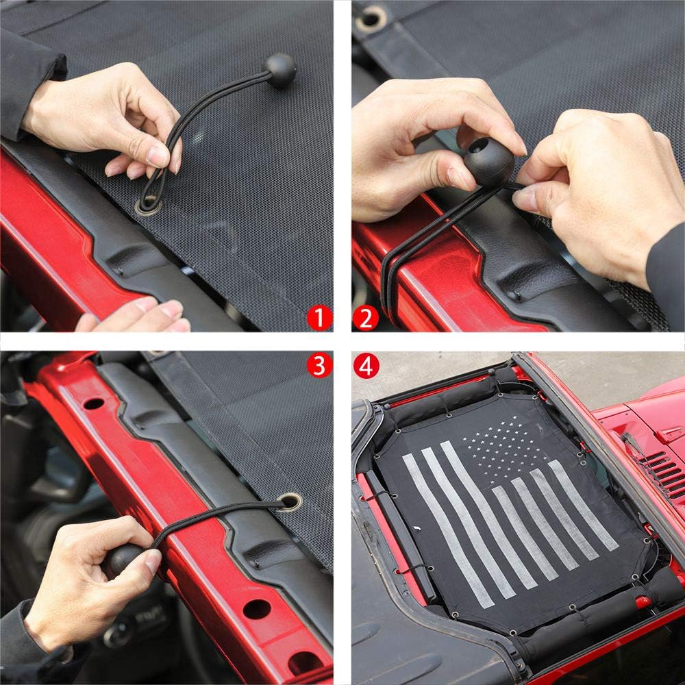 Black Mesh Shade Top Sunshade Cover for Jeep Wrangler JK JKU 2/4-Door O77271