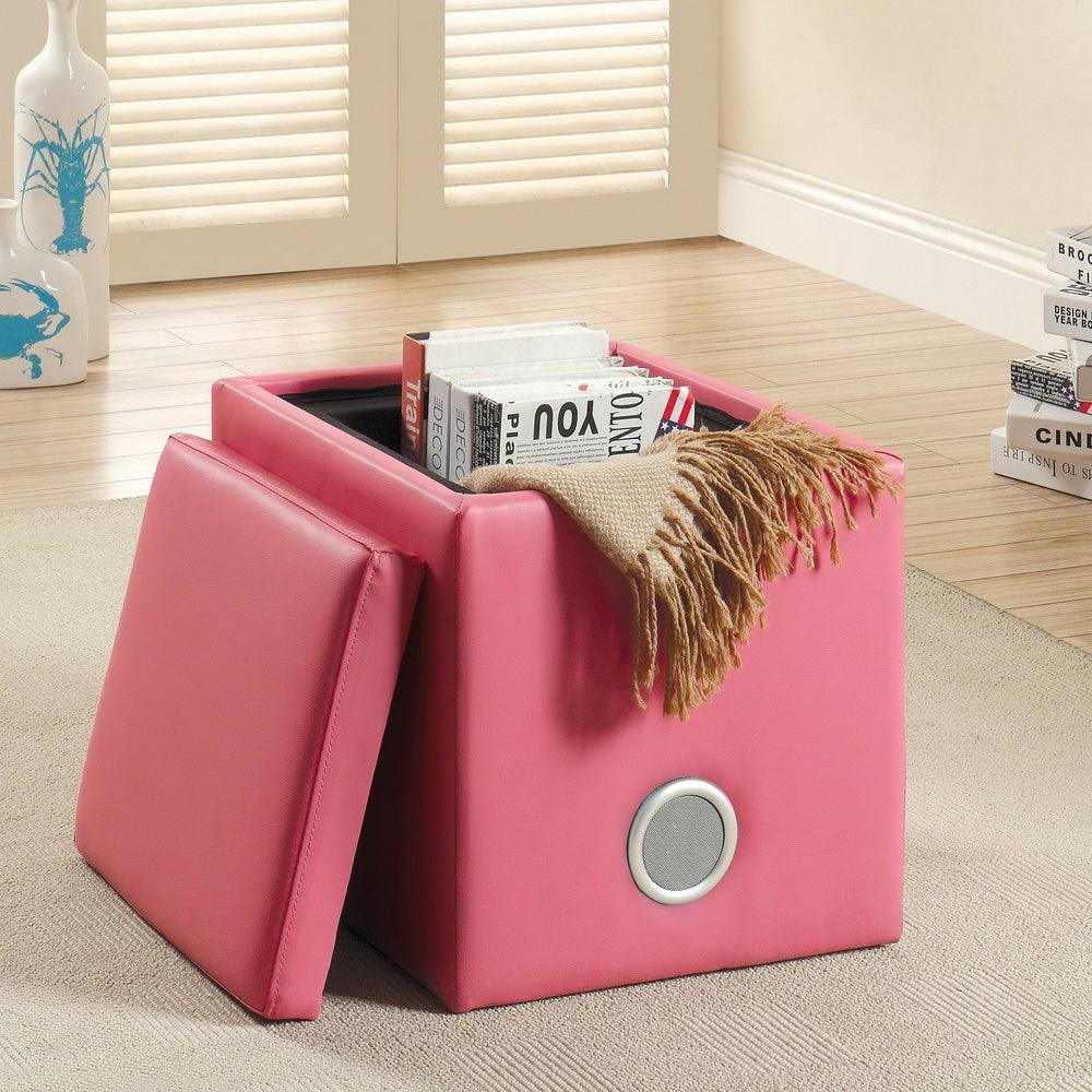 Pink Fabric Ottoman G9624