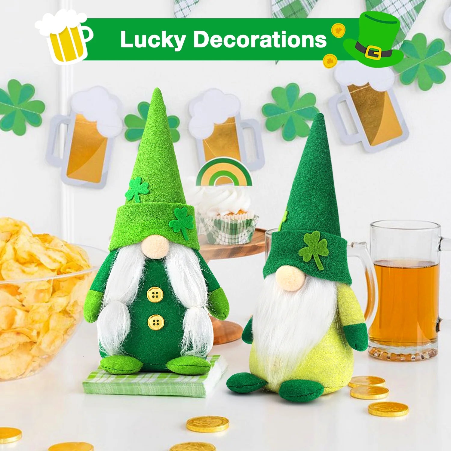2Pcs Green Gnome Plush Decorations S8891