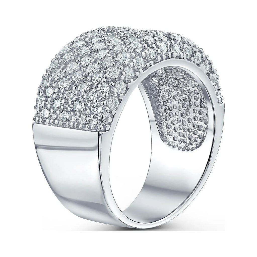 Wide Pave CZ Band Ring .925 Sterling Silver K93268