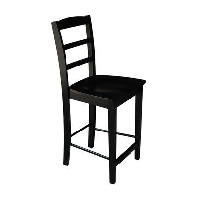 Black Solid Wood Counter Stool J115