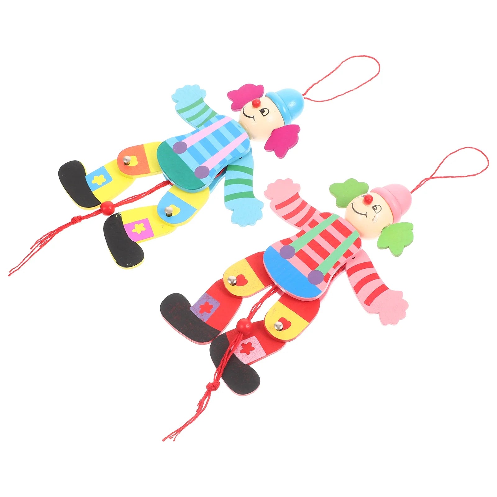 2Pcs Wood Clown String Marionette Puppet Toy F737285