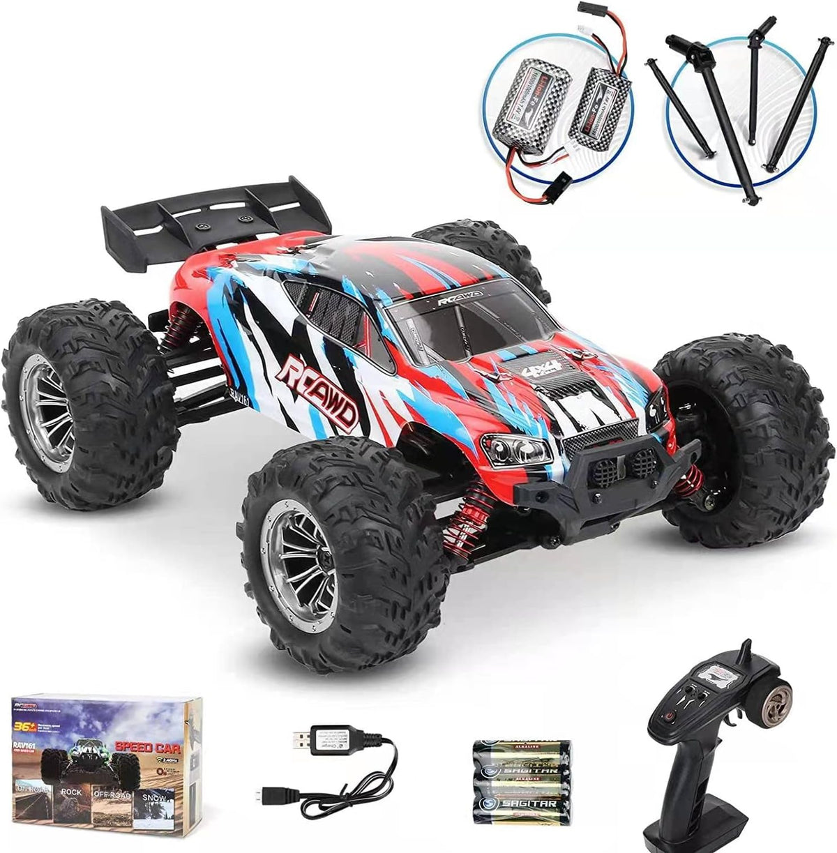 Red 4WD RC Monster Truck V191863