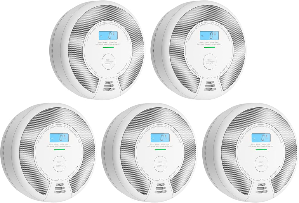 Wireless Interconnected Smoke and Carbon Monoxide Detector with LCD Display, 10-Year Battery, Pack of 6 O304202