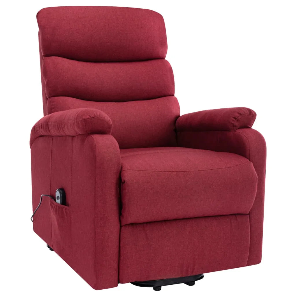 Wine Red Fabric Power Lift Massage Recliner S3833