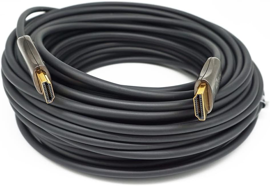 100m Slim Fiber Optic HDMI Cable 2.0 UHD 4K 60Hz 18Gbps Black P624