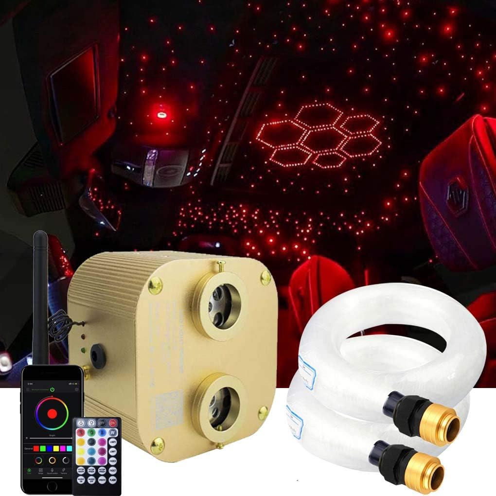 Twinkle Fiber Optic Lights Star Ceiling Lighting Kits Mixed 860pcs*13.1ft Fiber Strands Dual Port RGBW Music Remote APP Control Light Source J6155