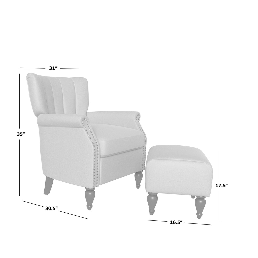 Botanical Velvet Arm Chair and Ottoman H3091
