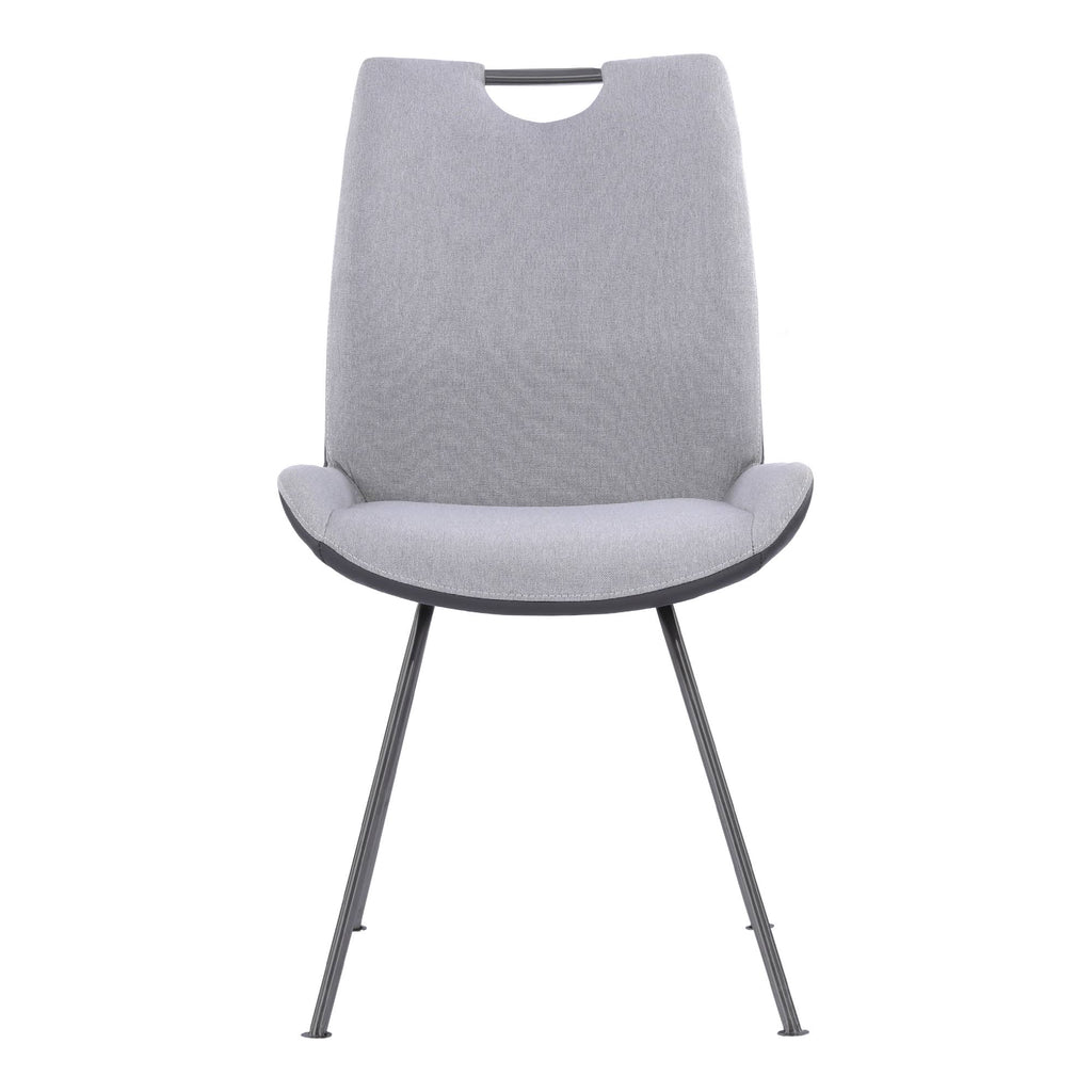Grey Powder Coated Pewter Fabric Dining Chair Set of 2 N9388