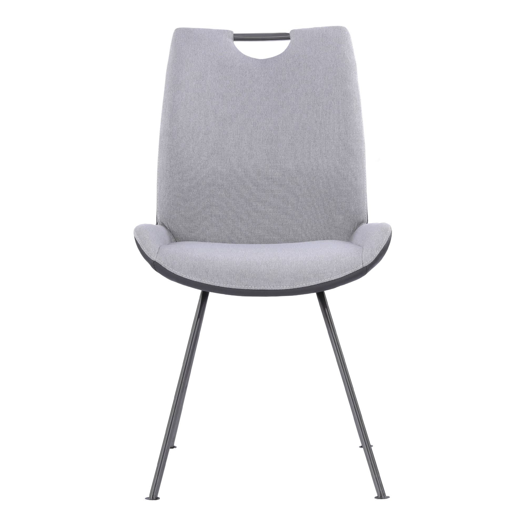 Grey Powder Coated Pewter Fabric Dining Chair Set of 2 N9388
