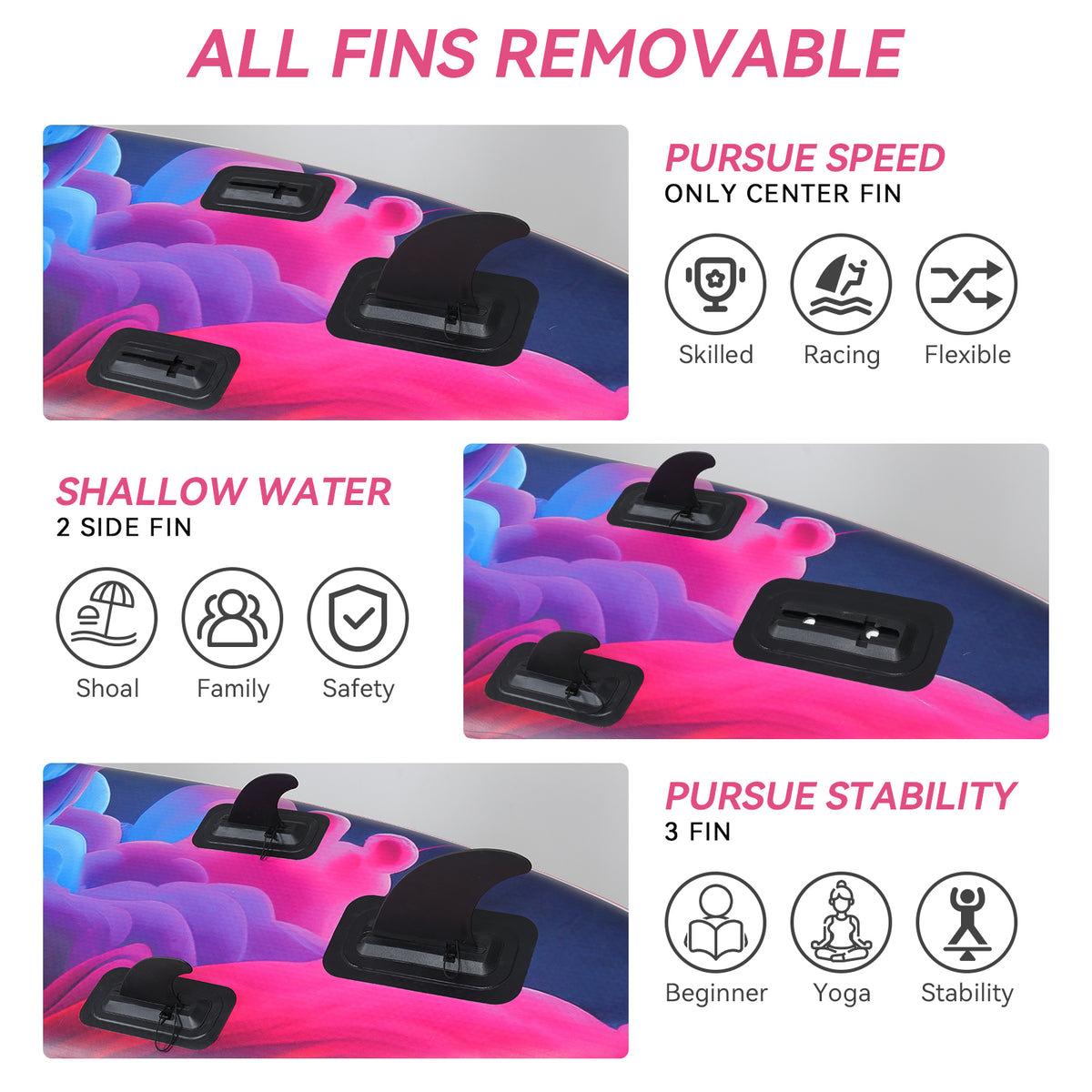 Pink Inflatable Stand Up Paddle Board and Sit-on Kayak Set with Backpack B98932