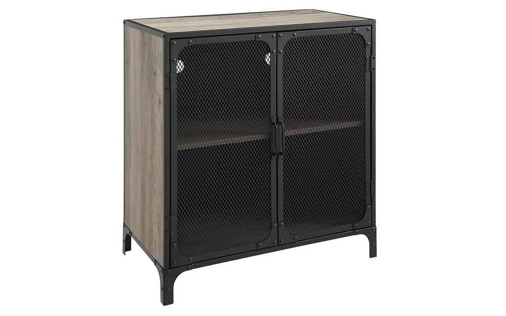 Grey Wash Gray Industrial Accent Cabinet P935