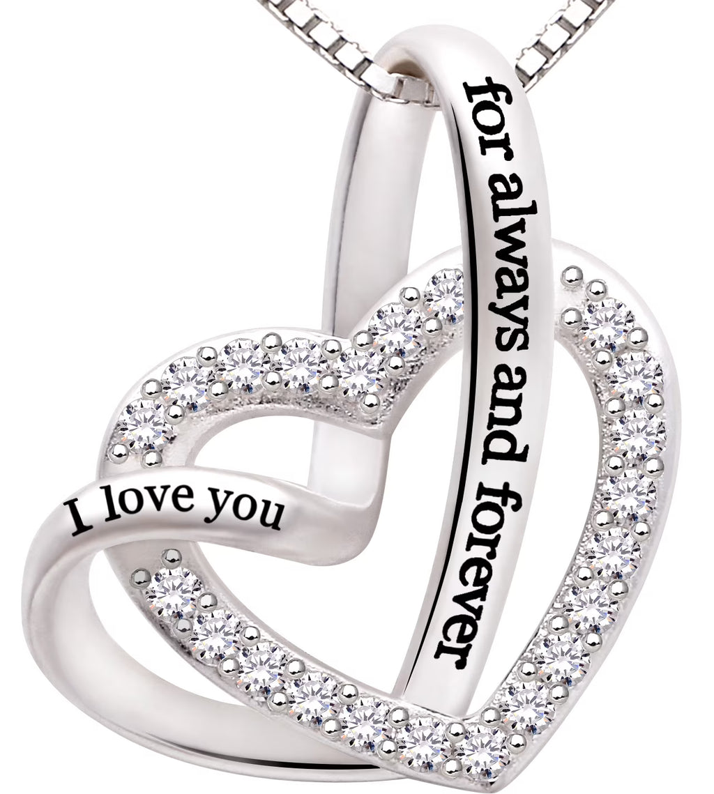 Sterling Silver Cubic Zirconia Love Heart Necklace F217