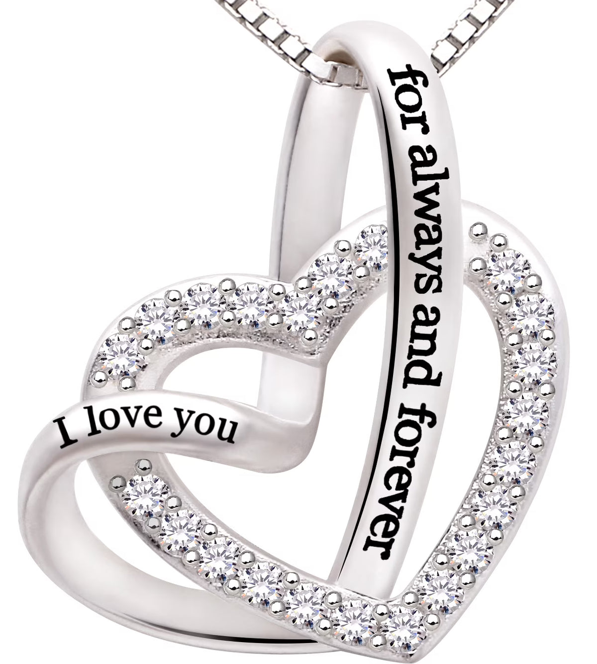 Sterling Silver Cubic Zirconia Love Heart Necklace F217