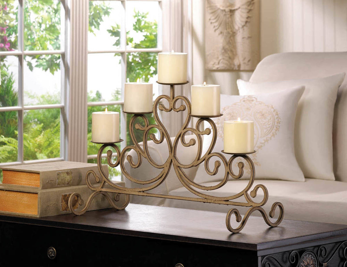 Antiqued Iron 5 Candle Stand Y4884
