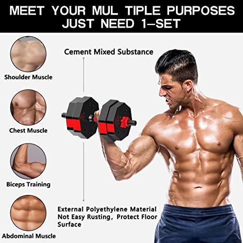 Adjustable Dumbbells Set, 20/30/40/60/80lbs Non-Rolling Hexagon F53357