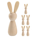 6Pcs Unpainted Wooden Bunny Dolls R211
