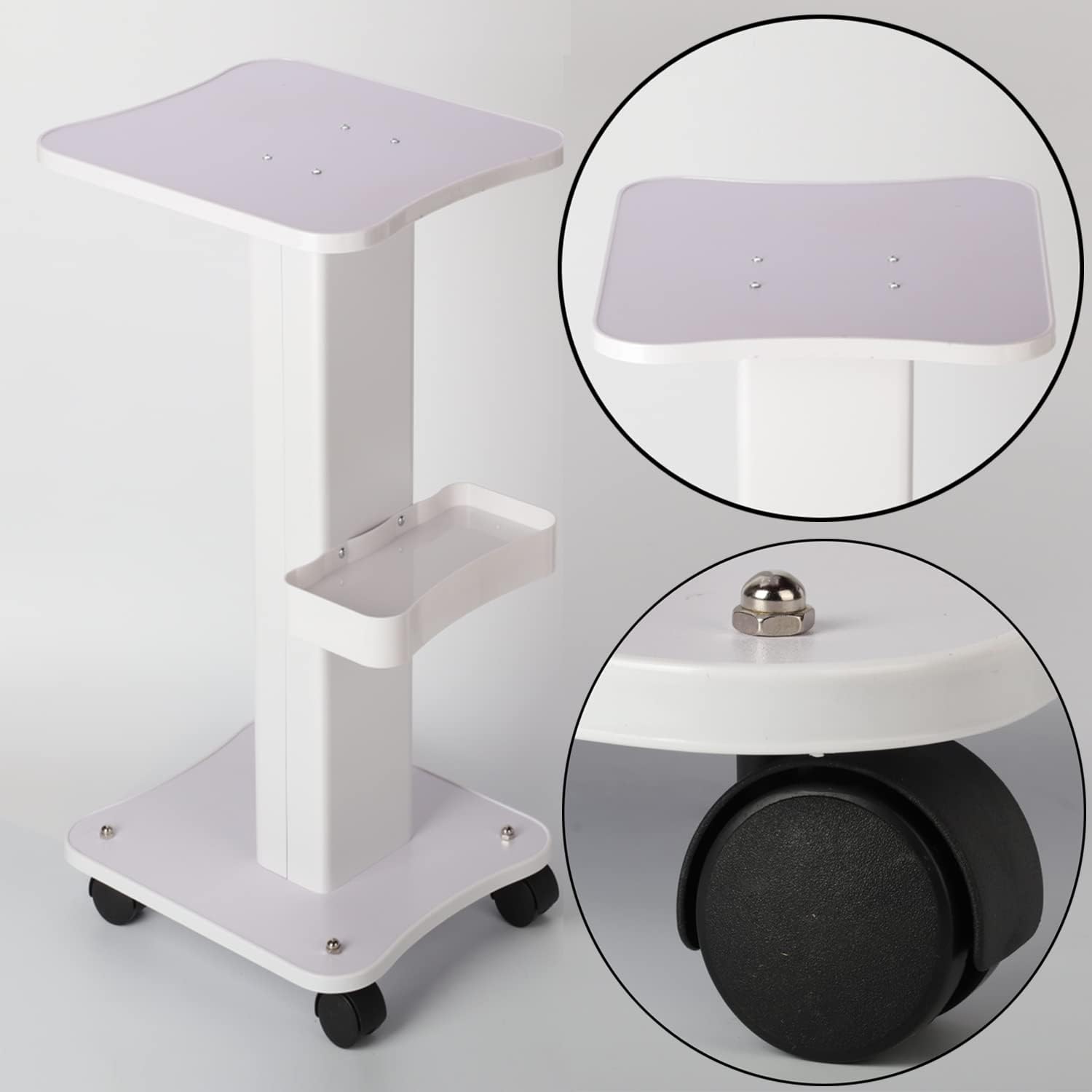 White Rolling Beauty Salon Trolley Cart with Storage Tray J57789
