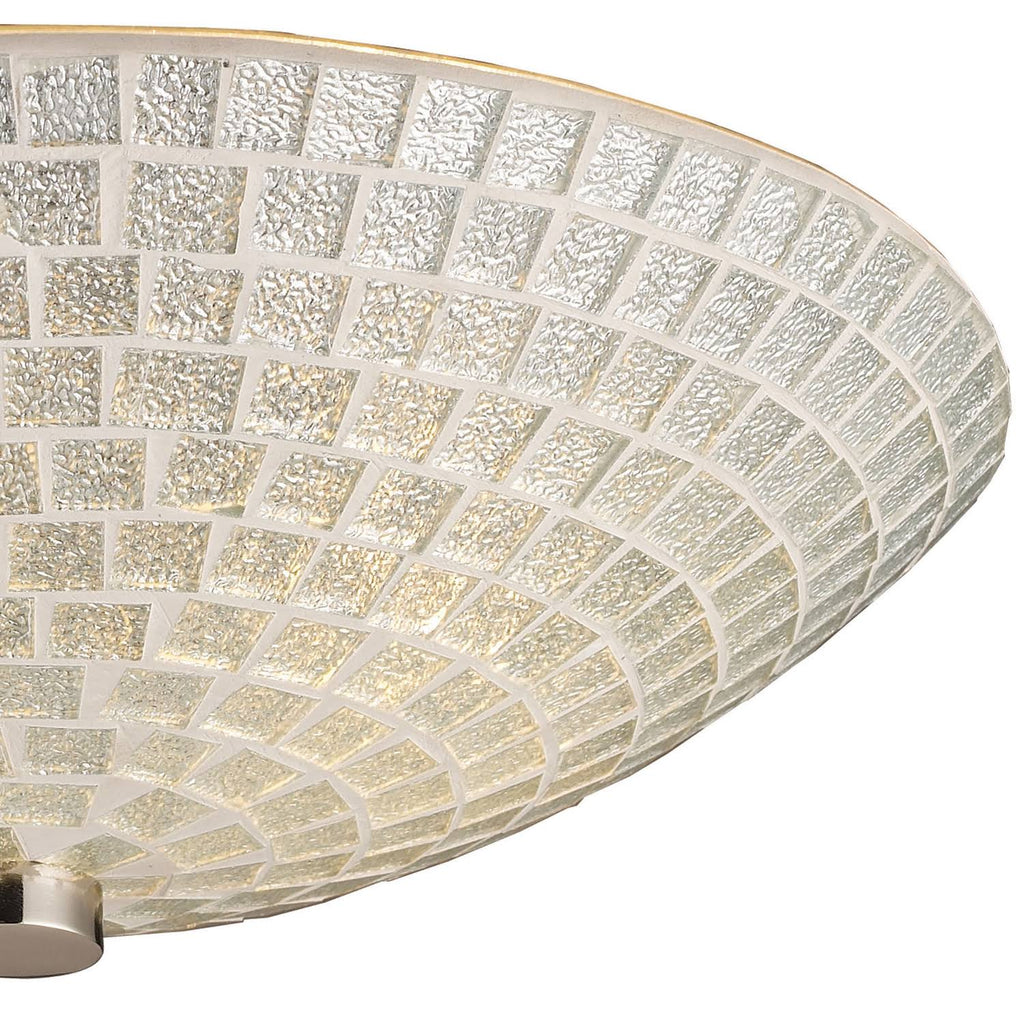 Satin Nickel 2-Light Semi-Flush with Silver Mosaic Glass A5038