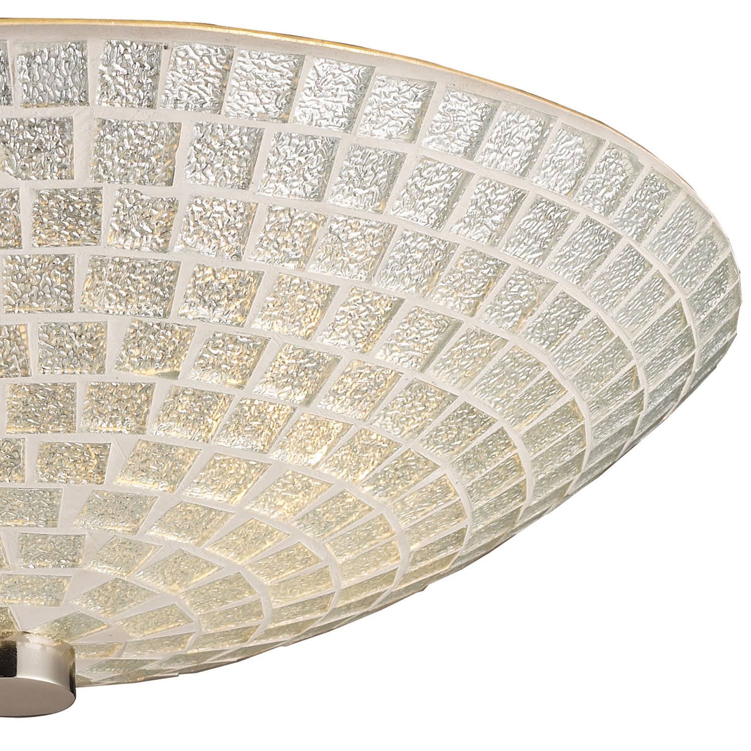 Satin Nickel 2-Light Semi-Flush with Silver Mosaic Glass A5038