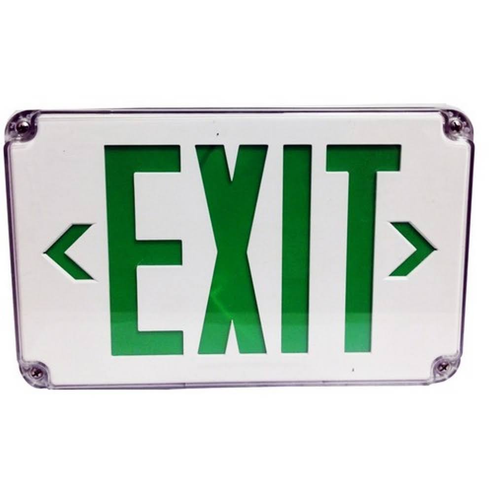 LED Wet Location Exit Sign Green Legend Y657