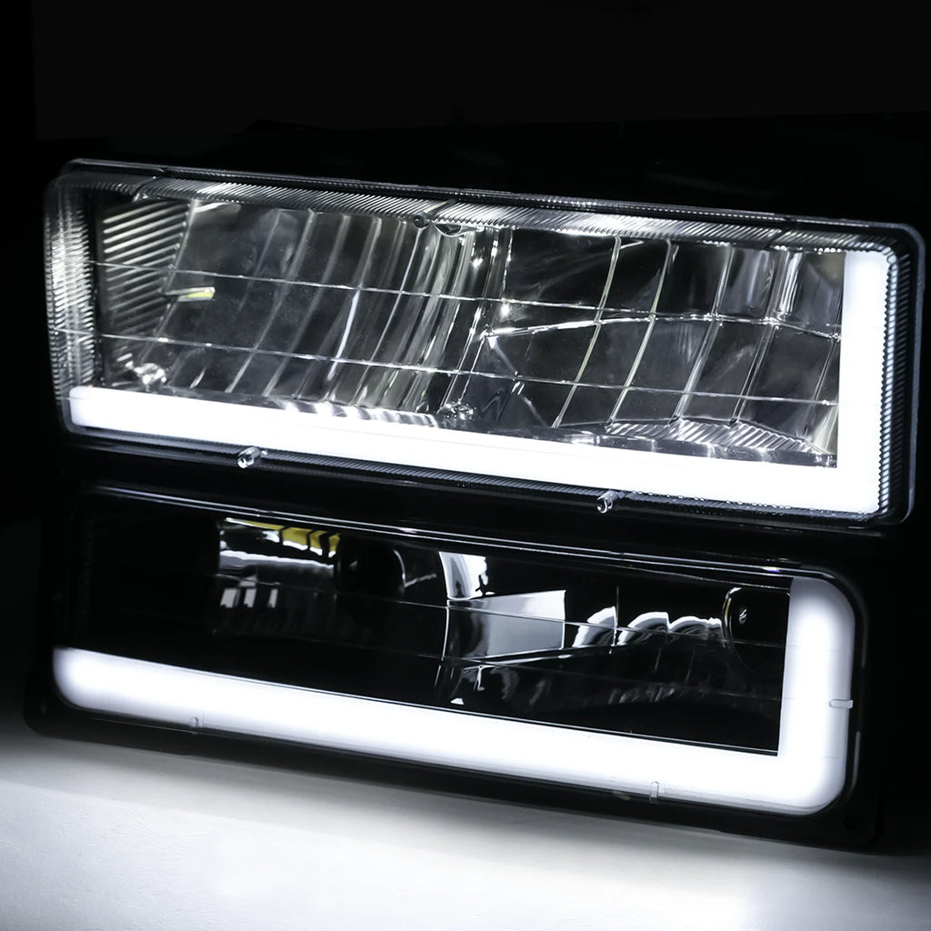 Replacement LED Tube Headlights Assembly Set for Chevy C1500/C2500/C3500/K1500/K2500/K3500 Suburban A38626