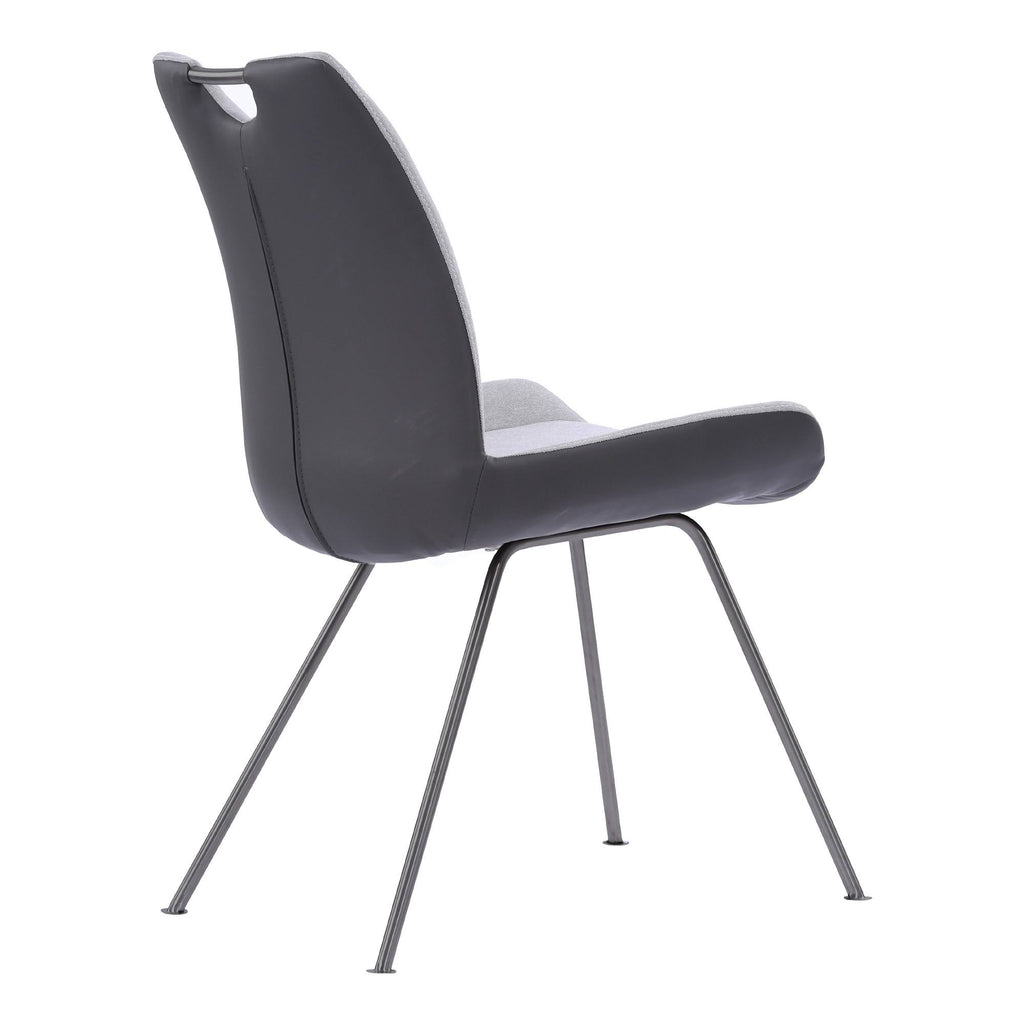 Grey Powder Coated Pewter Fabric Dining Chair Set of 2 N9388