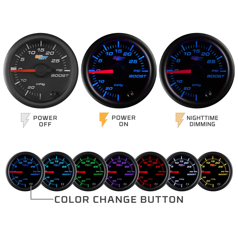 Black 7 Color Analog Needle Wideband Air / Fuel Ratio AFR Gauge 2-1/16" 52mm B801157
